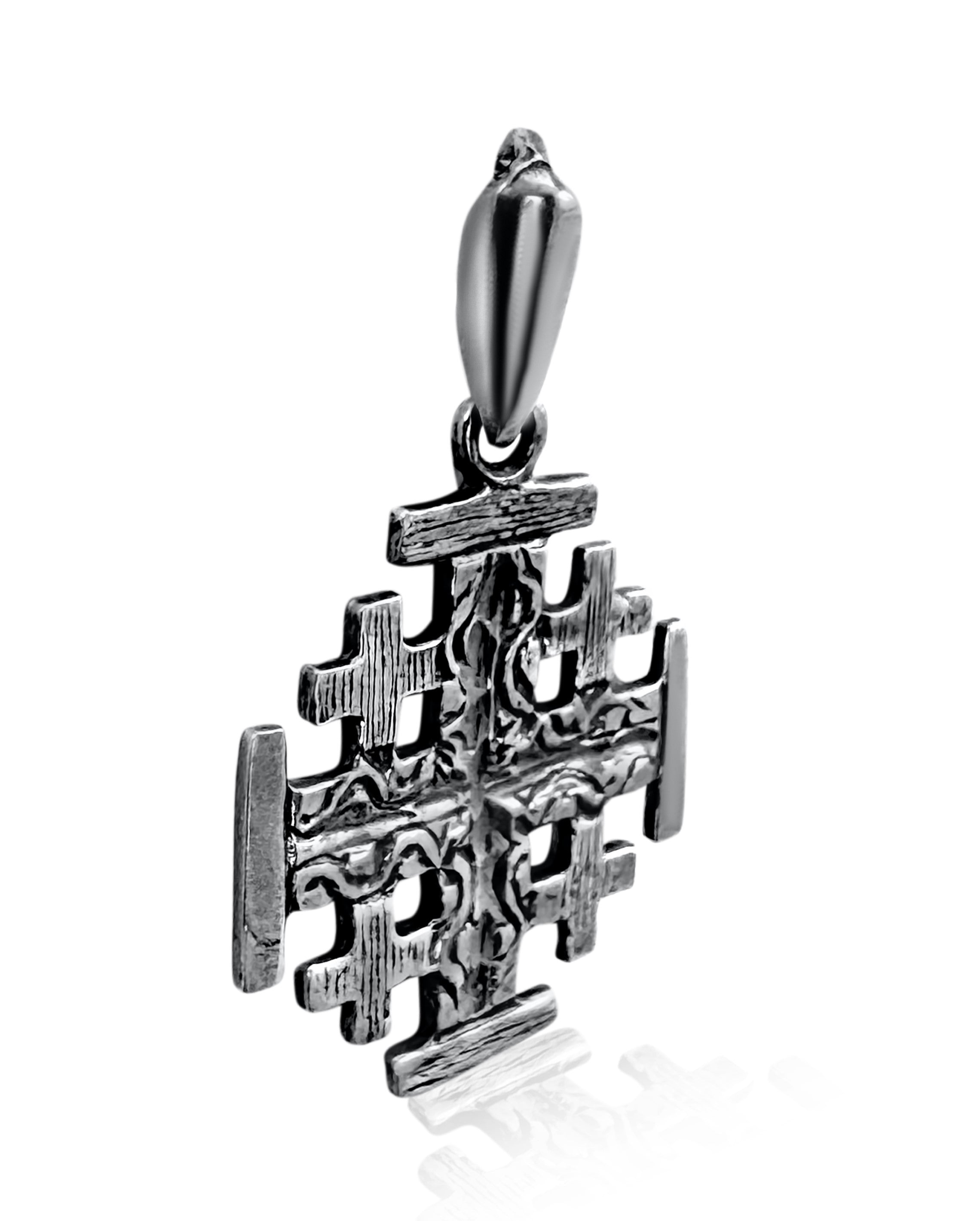 Orthodox cross necklace silver from Holy Land — devotional keepsake
