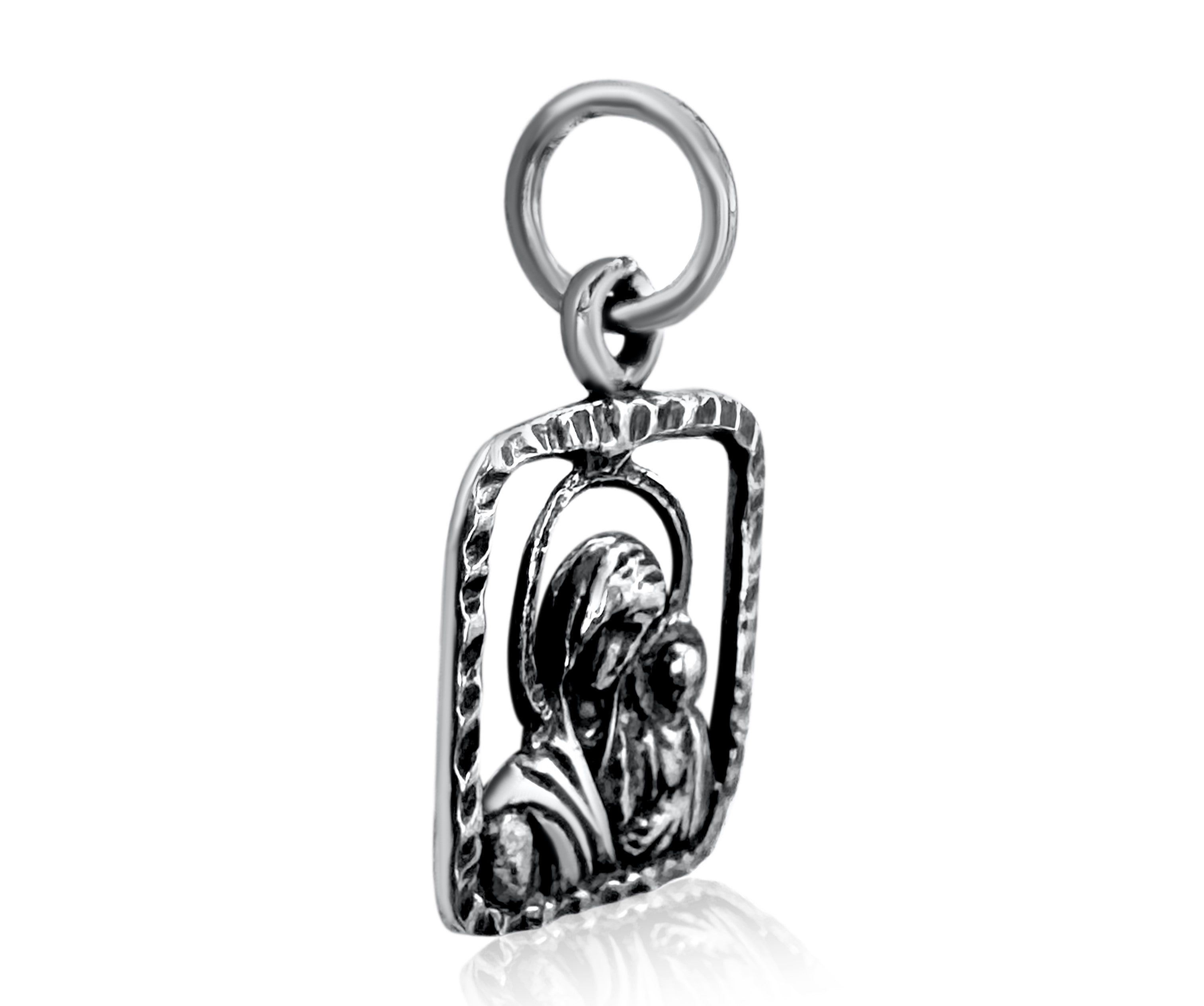 Angled front Orthodox pendant with Virgin and Child design
