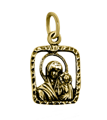 Engraved detail of Orthodox icon pendant Virgin Mary Jesus
