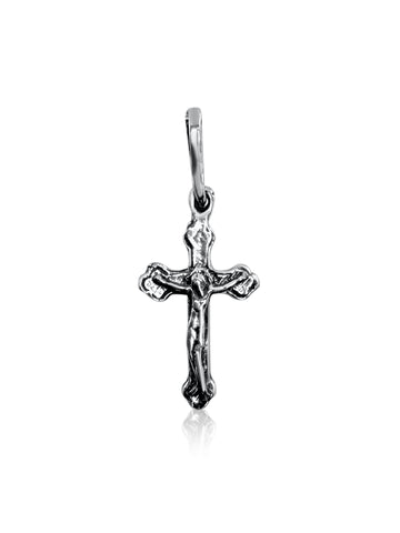 Orthodox silver cross necklace, kids’ devotional crucifix
