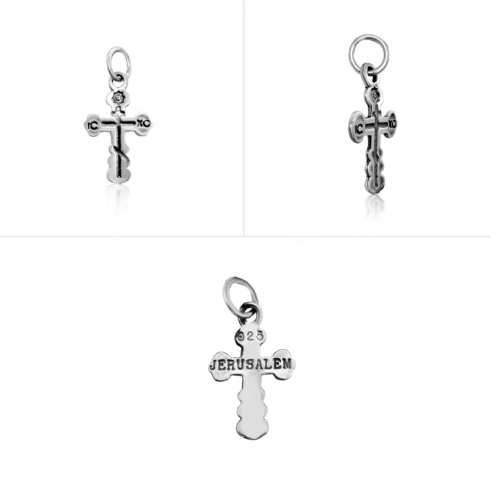 Orthodox silver cross necklace — Holy Sepulchre tradition
