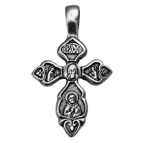Authentic Orthodox silver cross pendant handcrafted in Israel.