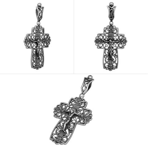 buy Orthodox silver crucifix necklace — crafted in Jerusalem
