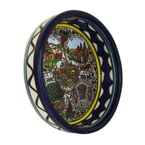 Armenian Ceramic Decorative Ashtray HolyLand (3.94x1.18 inch)