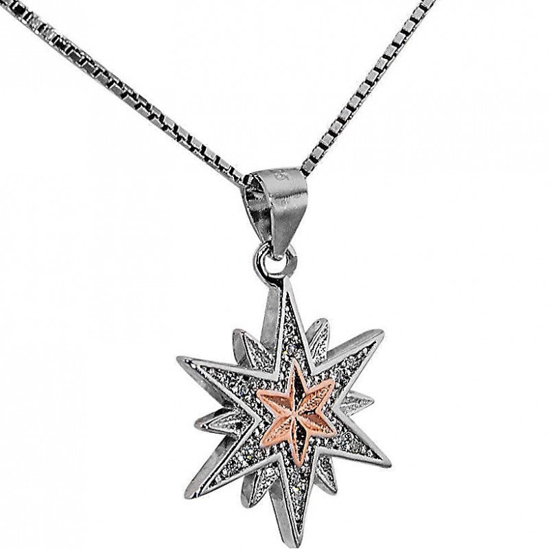 Star of Bethlehem Pendant Necklace Sterling Silver from Jerusalem