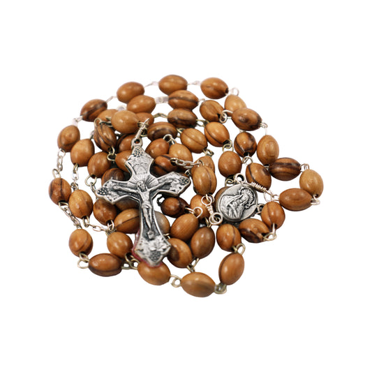 Catholic Olive Wood Holy Rosary Prayer Beads w/ Crucifix Jerusalem