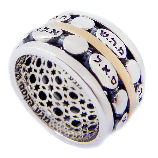 rotating ring 5 names of god 925 silver 9k gold judaica spinner jewelry handmade kabbalah ring

