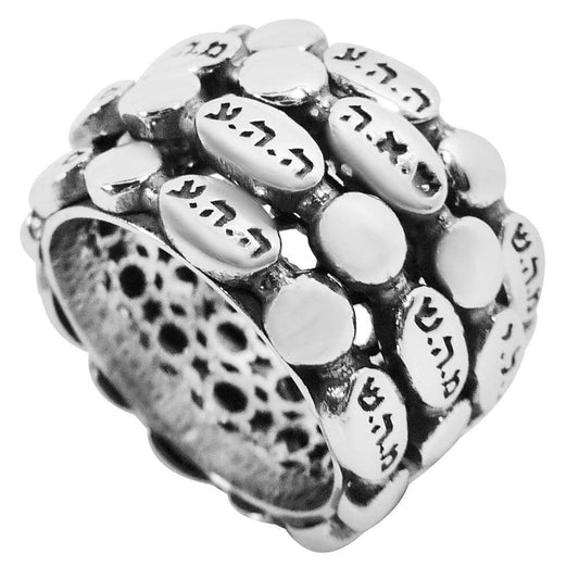 rotating ring five names of god silver kabbalah spiritual jewelry handmade

