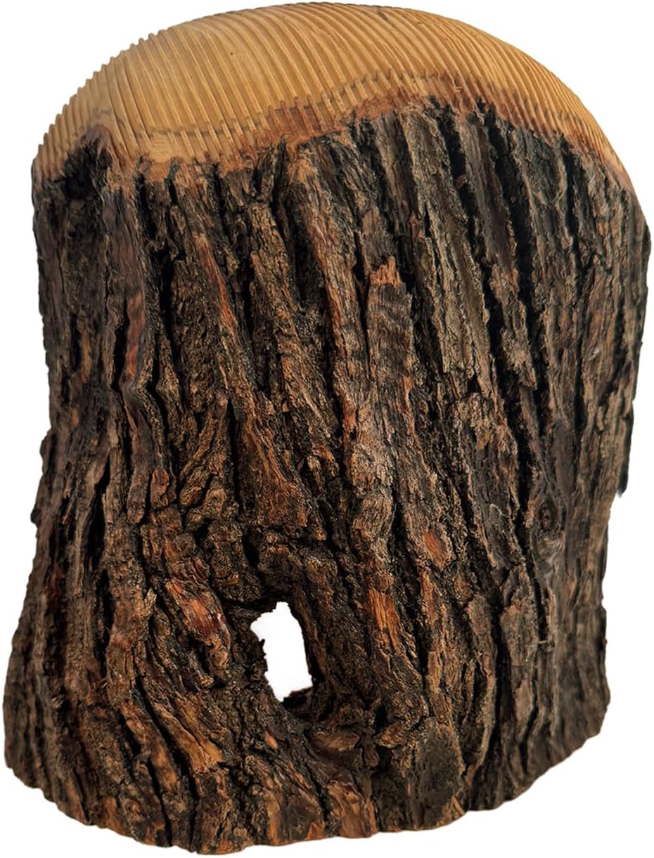 Rustic carved olive wood grotto with Holy Family figures
