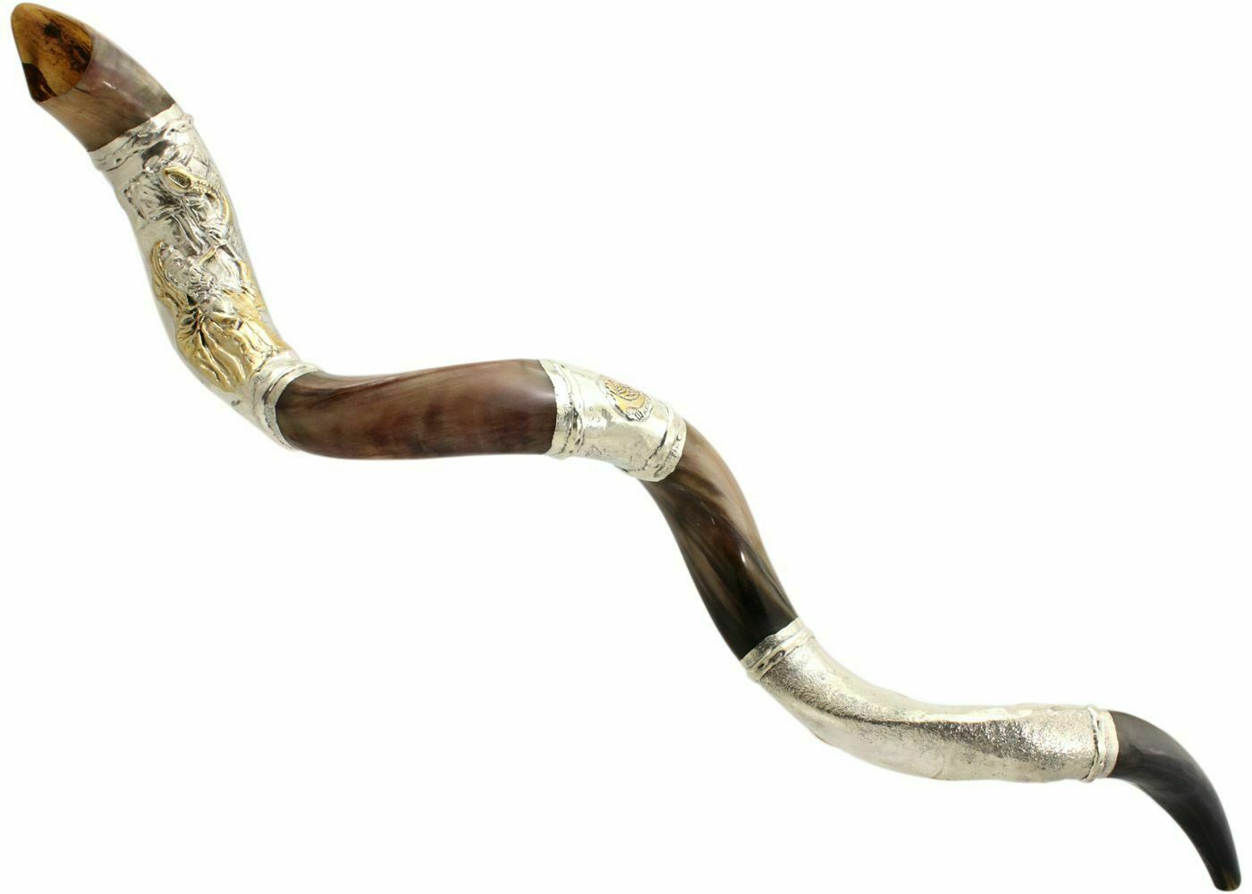 Silver Plated Kudu Yemenite Kosher Shofar Blowing The 122cm-127cm Israel-3