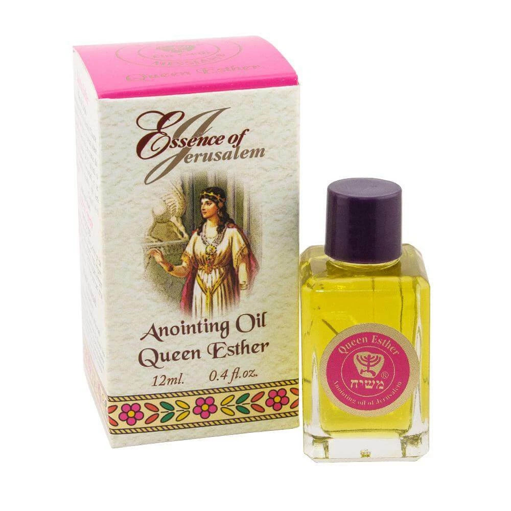 Queen Esther Anointing Oil 12ml – front view of holy oil bottle from Essence of Jerusalem