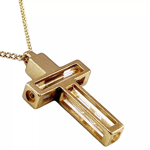 Sacred Cross Pendant with Holy Water & Jerusalem Soil – Gold 18K Plated