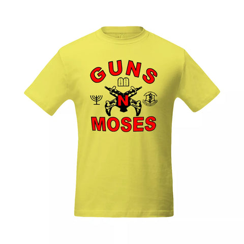 Funny T-Shirt Short Sleeved Men's Crew Neck 100% Cotton Guns & Moses Israel Fashion