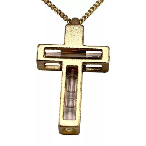 Sacred Cross Pendant with Holy Water & Jerusalem Soil – Gold 18K Plated