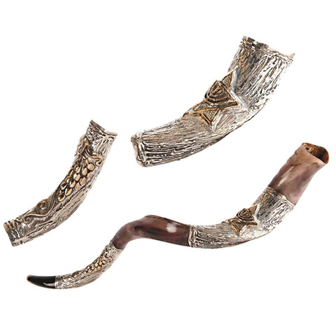 Natural Kosher Silver Plated Yemenite Shofar Kudu Horn 31.5 - 35" / 80-89 cm