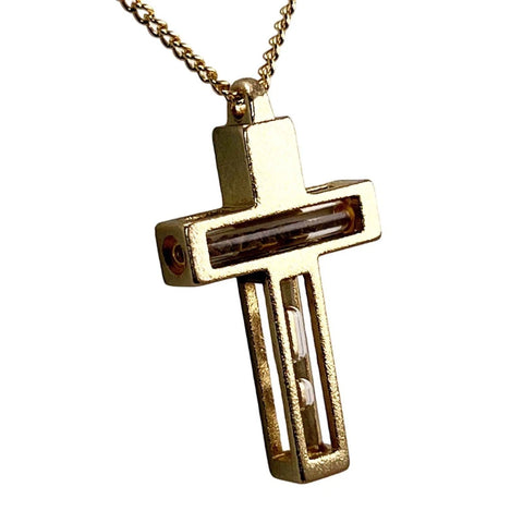 Sacred Cross Pendant with Holy Water & Jerusalem Soil – Gold 18K Plated