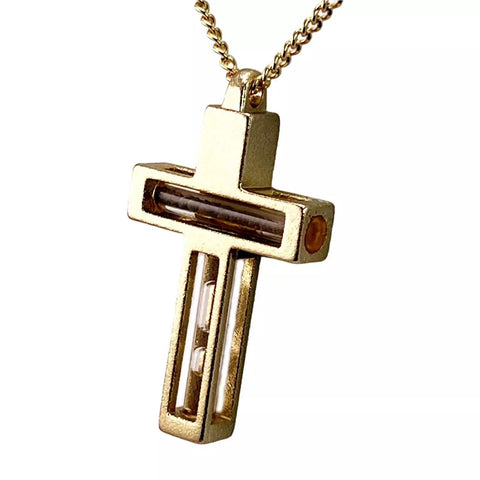 Sacred Cross Pendant with Holy Water & Jerusalem Soil – Gold 18K Plated