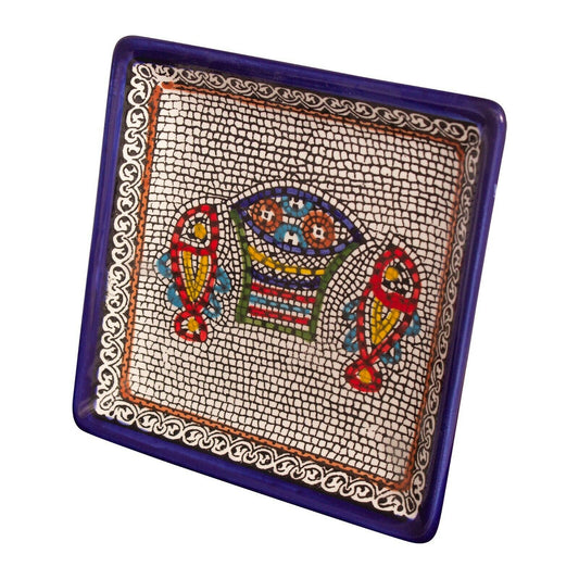 Armenian Ceramic Tray Tabgha Décor Loaves and Fish Mosaic Colourful-1