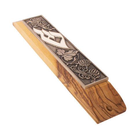 Mezuzah Door Enamel Shin Olive Wood Classic Case Non-Kosher Scroll Jewish-3