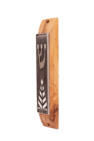 Olive Wood Door Mezuzah Case Menorah Shema Israel Handmade Jerusalem-2