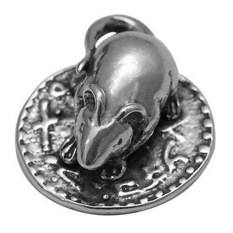 Amulet of Wealth Wallet Mouse on a Coin Silver 925 Tiny Purse Mouse Money 0.5"
