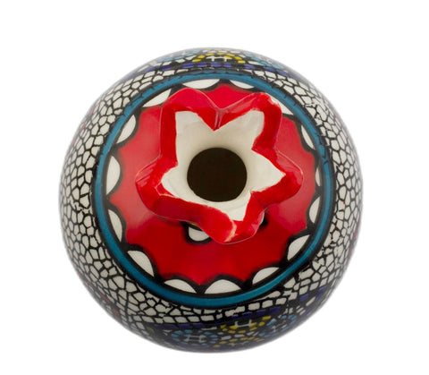 Decorative Ceramic Pomegranate Figurine – Tabgha Loaves & Fishes Mosaic 3.5"