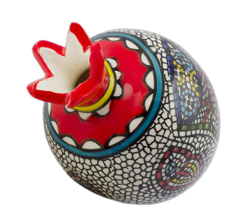 Decorative Ceramic Pomegranate Figurine – Tabgha Loaves & Fishes Mosaic 3.5"