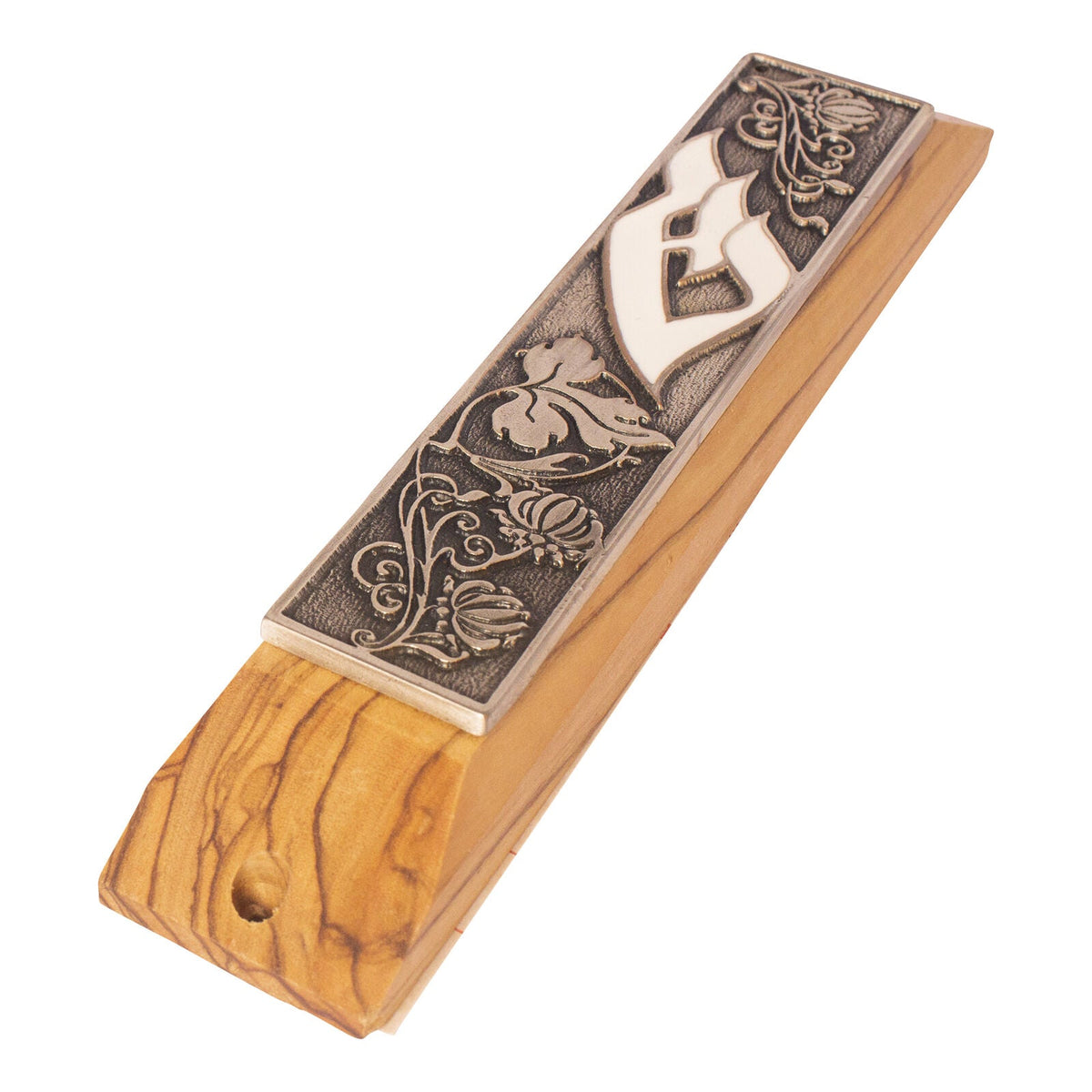 Mezuzah Door Enamel Shin Olive Wood Classic Case Non-Kosher Scroll Jewish