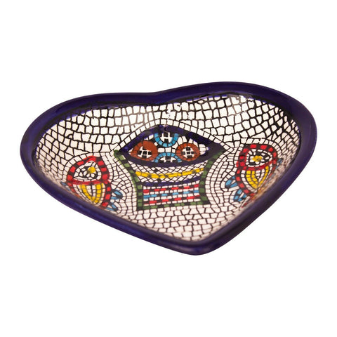 Armenian Ceramic Heart-shaped Bowl Tabgha Décor Loaves and Fish Bread-1