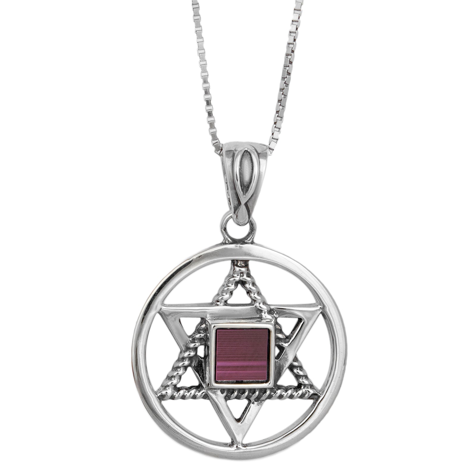 sterling silver star of david pendant with nano tanakh stone