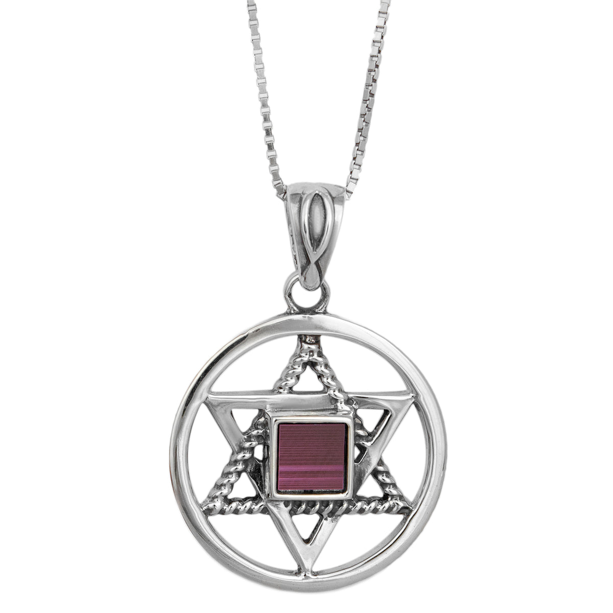 sterling silver star of david pendant with nano tanakh stone