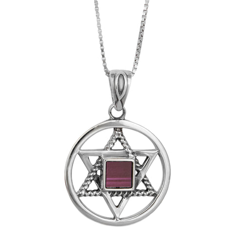 sterling silver star of david pendant with nano tanakh stone