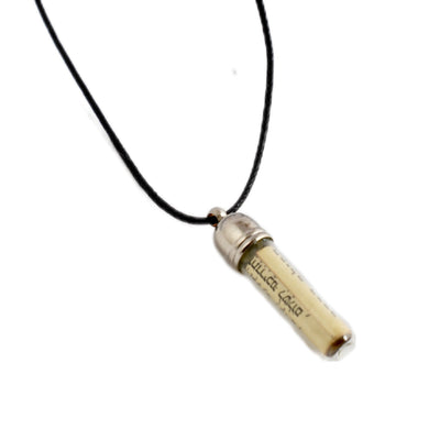 Jewish Glass Pendant Amulet with Mezuzah Klaf Scroll Non Kosher Necklace Travelers Prayer