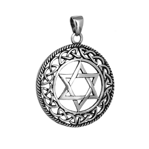 Sterling Silver Star of David Celtic Knot Pendant, 925 Jewish Magen Judaica Necklace