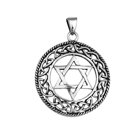 Sterling Silver Star of David Celtic Knot Pendant, 925 Jewish Magen Judaica Necklace