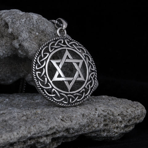 Sterling Silver Star of David Celtic Knot Pendant, 925 Jewish Magen Judaica Necklace