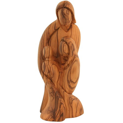 Olive Wood Holy Family Figurine 8" from Bethlehem – Virgin Mary, Joseph & Baby Jesus