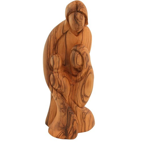 Olive Wood Holy Family Figurine 8" from Bethlehem – Virgin Mary, Joseph & Baby Jesus