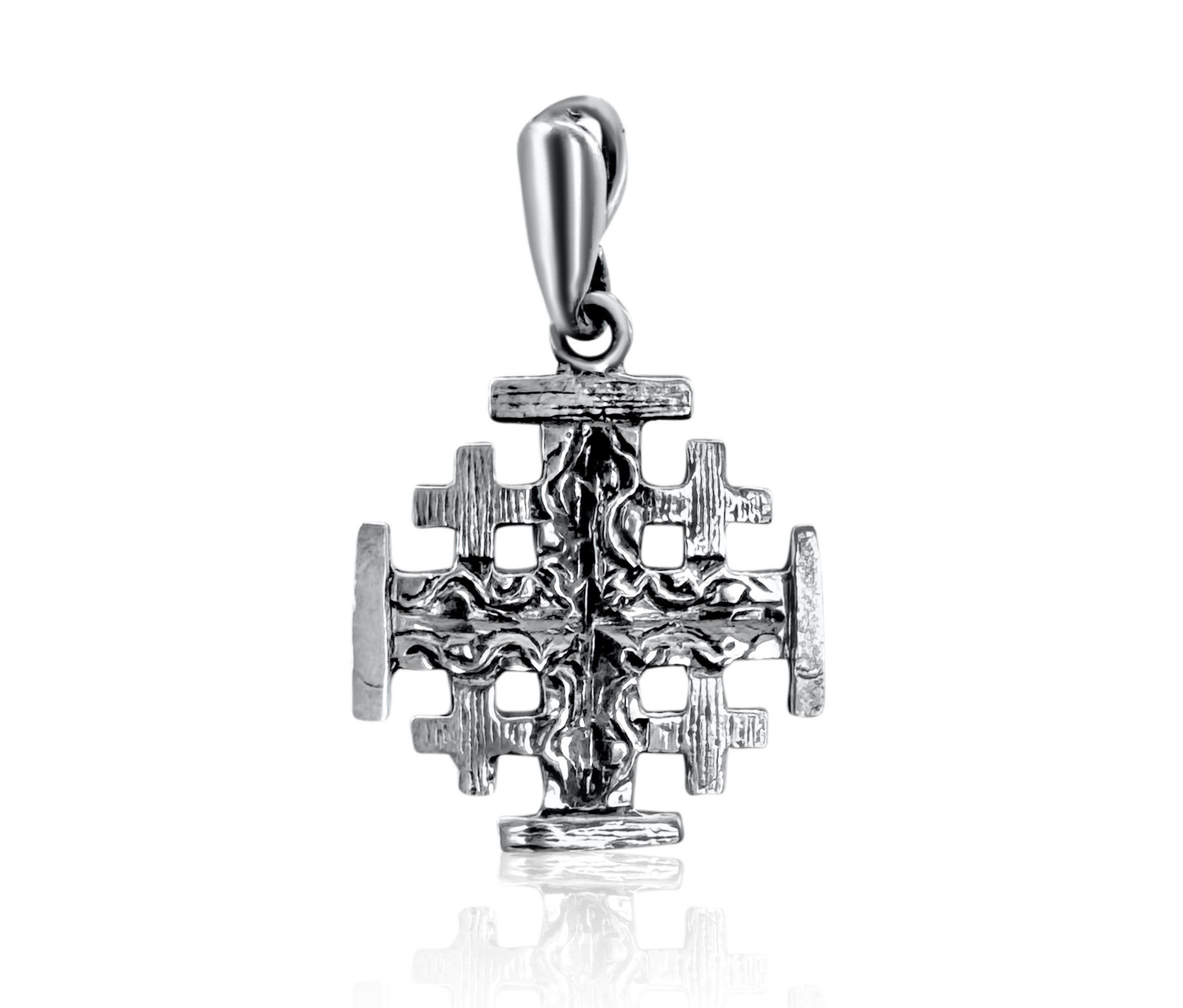 Shop sterling silver cross necklace — Jerusalem Cross blessed piece
