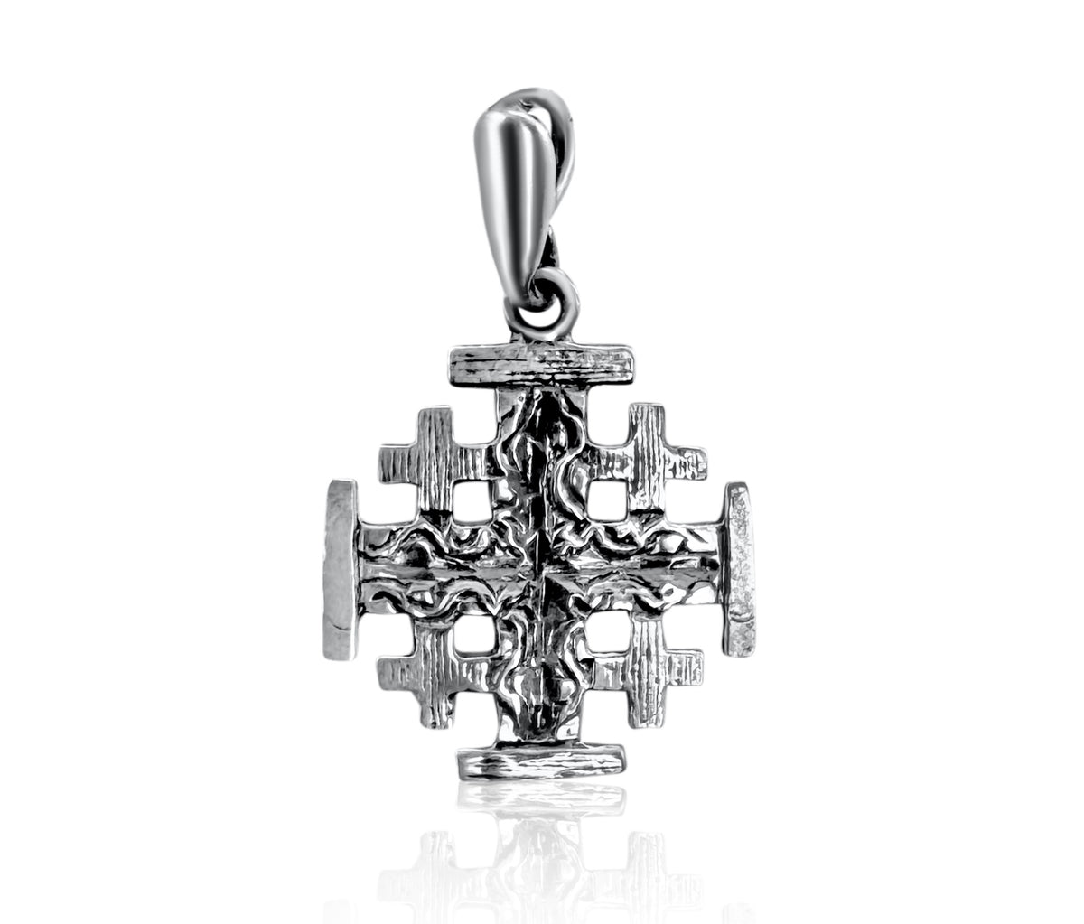 Shop sterling silver cross necklace — Jerusalem Cross blessed piece
