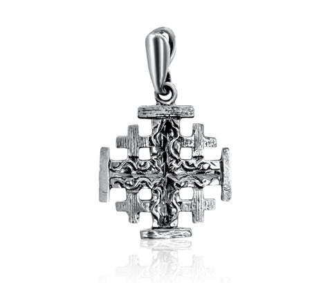 Shop sterling silver cross necklace — Jerusalem Cross blessed piece
