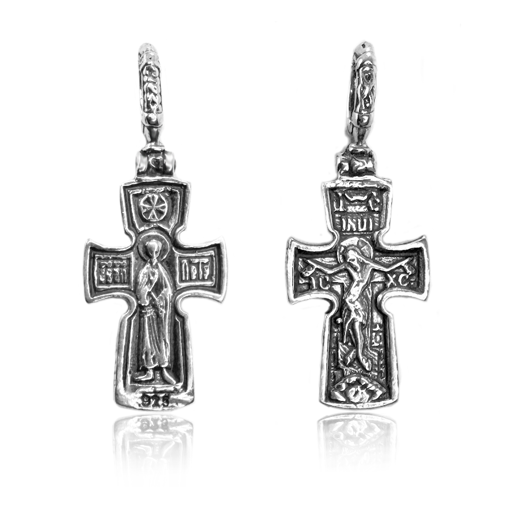 Shop sterling silver cross necklace from Jerusalem—double-sided
