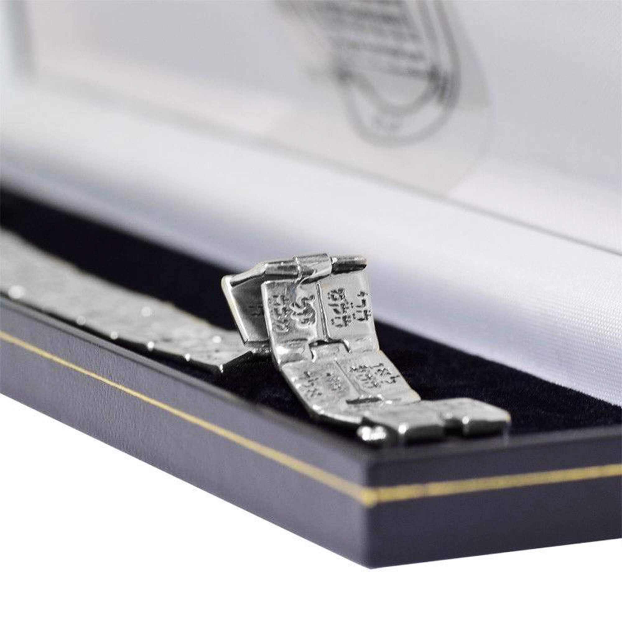 Back view showing clasp of 72 names of God silver bracelet
