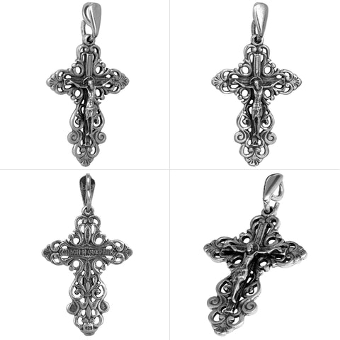 Consecrated silver crucifix with raised corpus detail