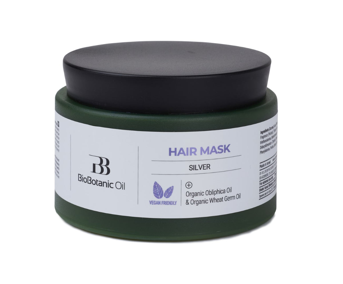 Silver (purple) hair mask for blonde and lightened hair, toning deep conditioner that neutralizes yellow brassiness, repairs dry ends, and boosts cool shine
