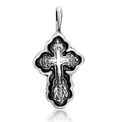 silver orthodox pectoral cross necklace from Jerusalem with religious significance