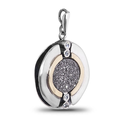 Reverse side of silver pendant and ring from Israel craftsmanship