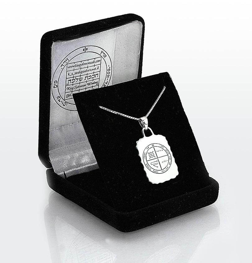 full necklace with solomon pendant on silver chain
