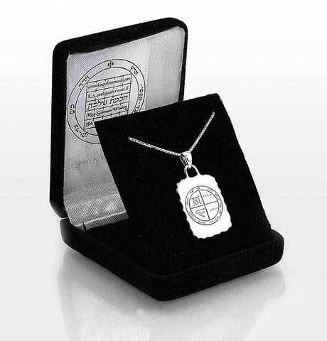 full necklace with solomon pendant on silver chain
