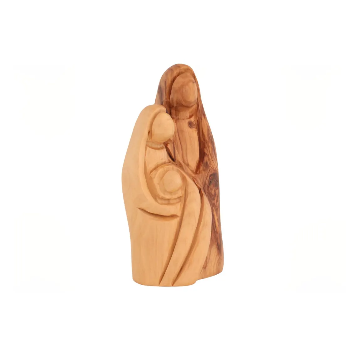 Small olive wood Holy Family nativity statue Holy Land decor
